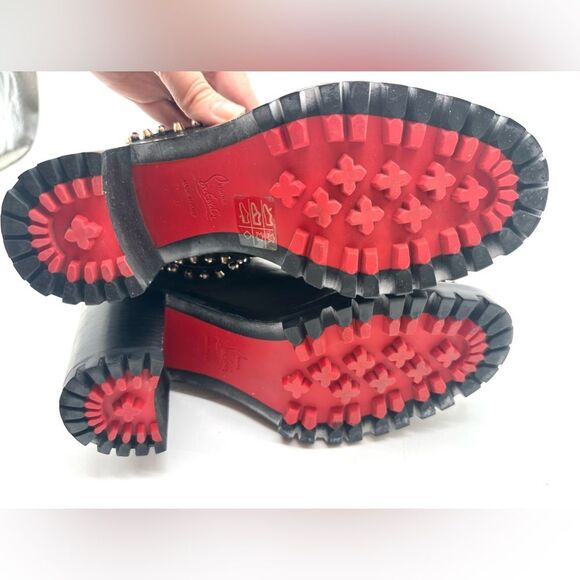 Christian Louboutin Chasse A Clou 70 Black Leather Studded  Ankle Boots EU37 US7 - Picture 13 of 14